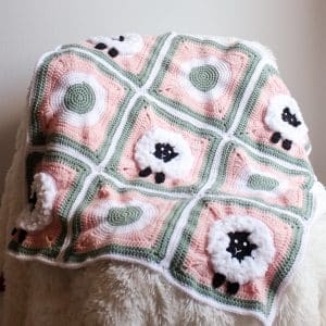 Sheep Granny Square Blanket free crochet pattern