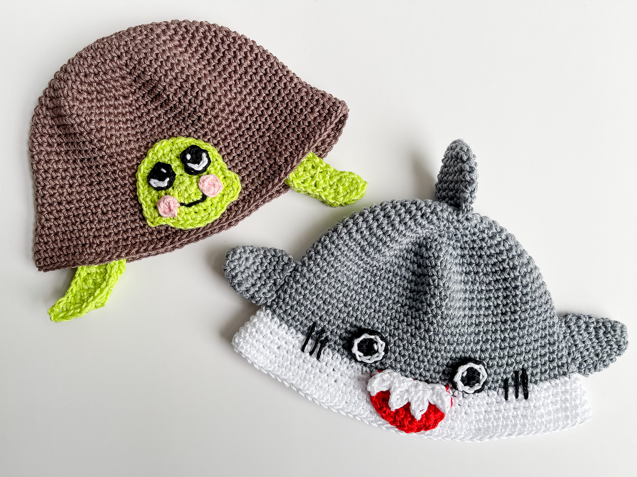 Shark and Sea Turtle Bucket Hat patterns